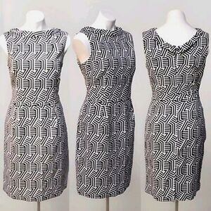 Boden Martha Sleeveless Patterned Shift Dress With High Neck Roll Collar